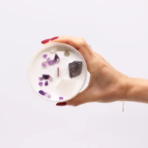 Świeca z Kamieniami – Czakra Korony (Crown Chakra)