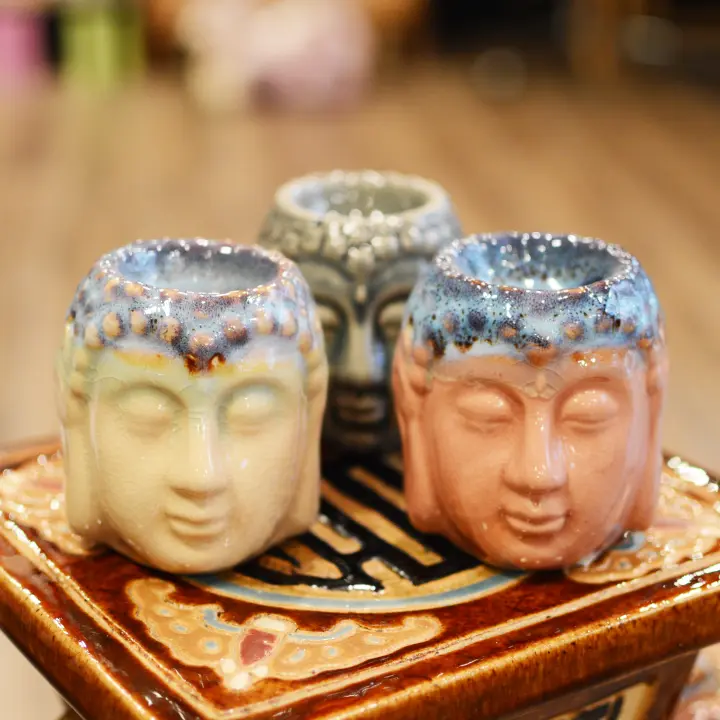 Kominek Zapachowy Głowa Buddy - Kość Słoniowa, Miętowy - obrazek 4