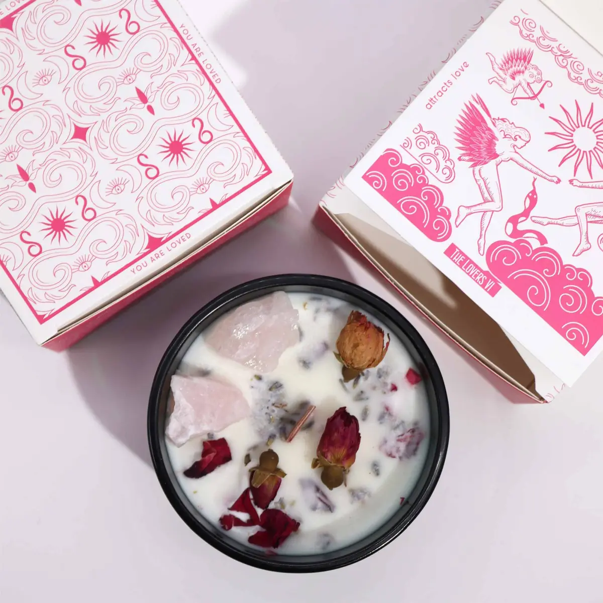 Świeca Hop Hare z Kamieniami i Kwiatami - Kochankowie (love) - obrazek 4