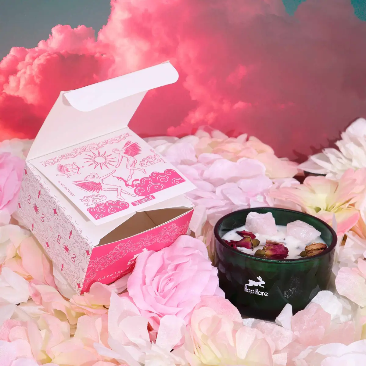 Świeca Hop Hare z Kamieniami i Kwiatami - Kochankowie (love) - obrazek 5