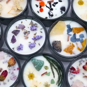 Świeca Hop Hare z Kamieniami i Kwiatami - Kochankowie (love)