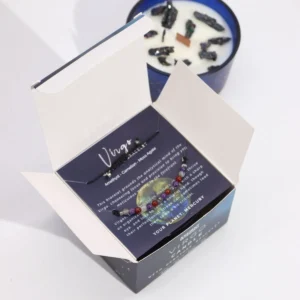 Świeca Zodiak z Bransoletką z Kamieni - Panna