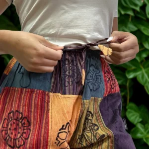 Spodnie z Gumką Nomad Sari - Nadruk Blokowy - Pomarańczowe Tony S/M