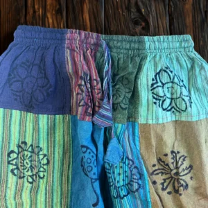 Spodnie z Gumką Nomad Sari - Nadruk Blokowy - Zielone Tony S/M