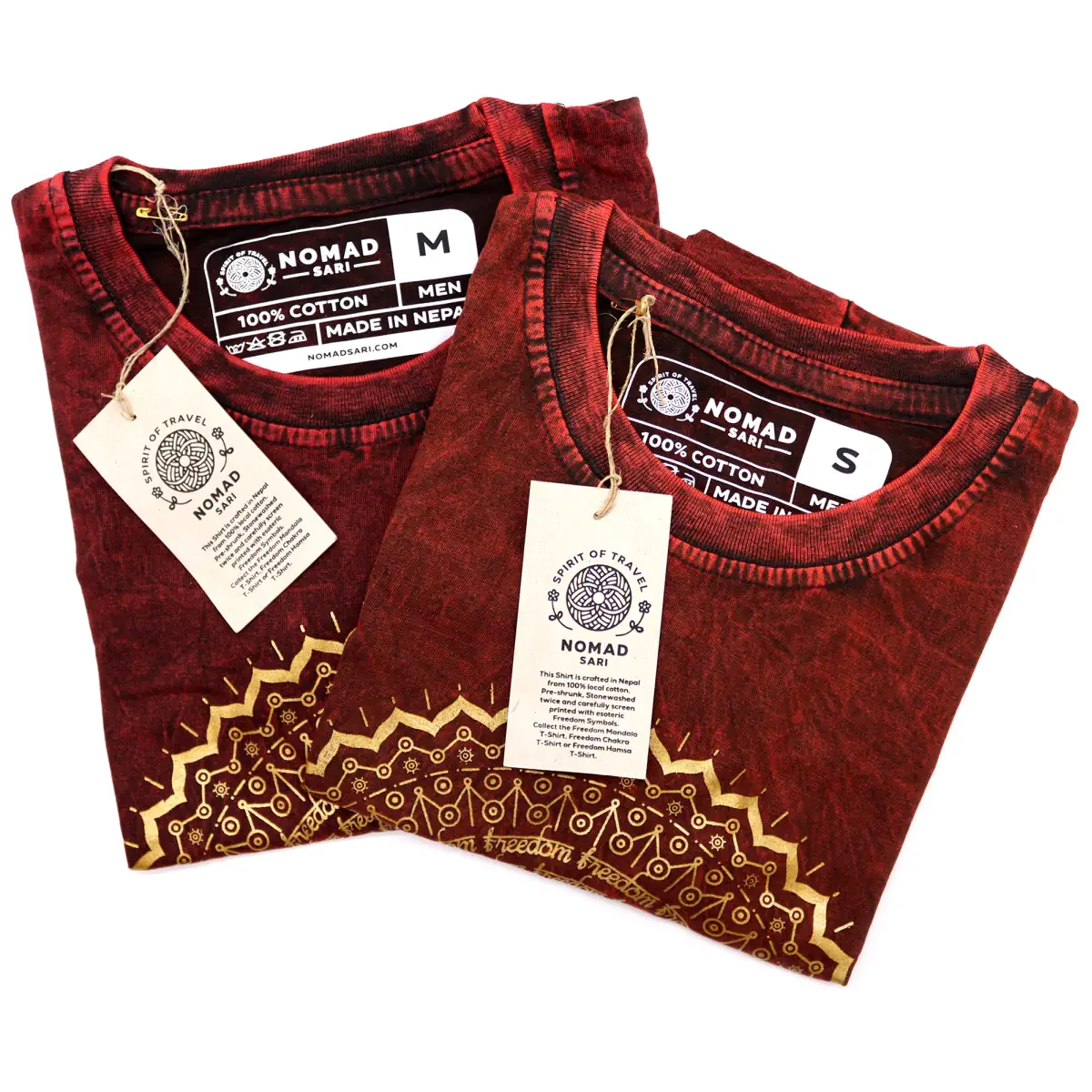 Czerwony T-Shirt z Efektem Sprania - Mandala - M - obrazek 6